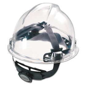 MSA Fas-Trac III replacement suspension front view highlights secure 4-point fit for large helmets