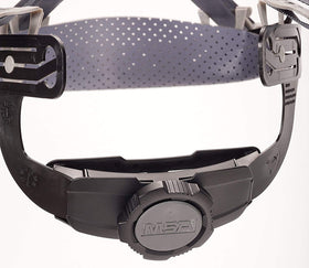 MSA Fas-Trac III replacement suspension close-up nape strap adjustment for personalized comfort