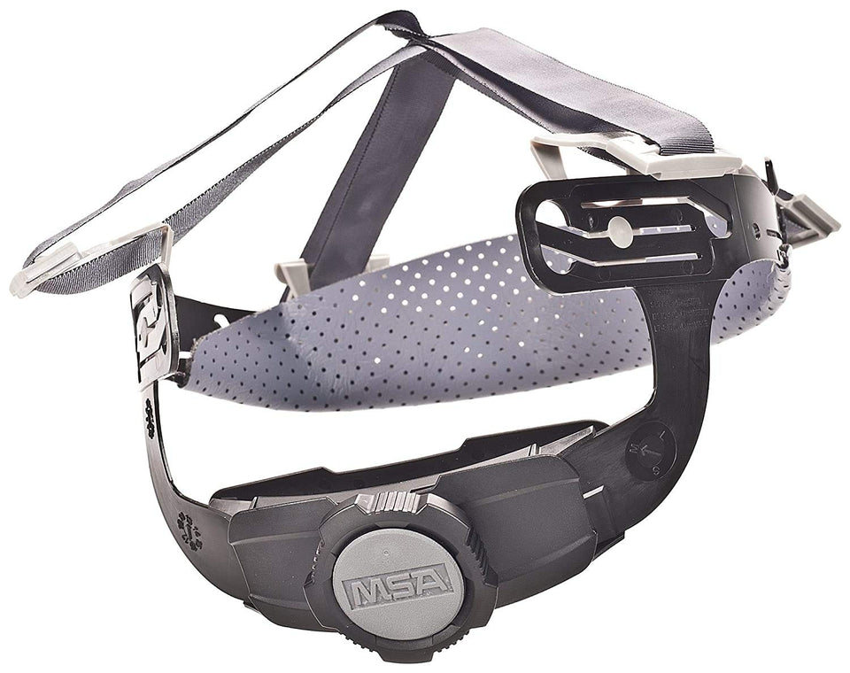 MSA Fas-Trac III standard 4-point suspension for stable cap-style helmets.