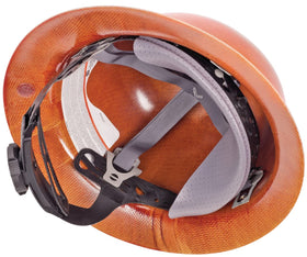 MSA Fas-Trac III flush-tab design supports all-day wear on cap-style helmet