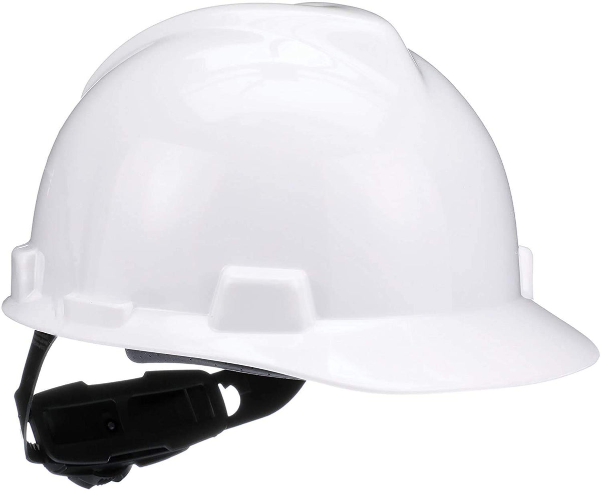 MSA V-Gard cap white front view showing top protection for worksites
