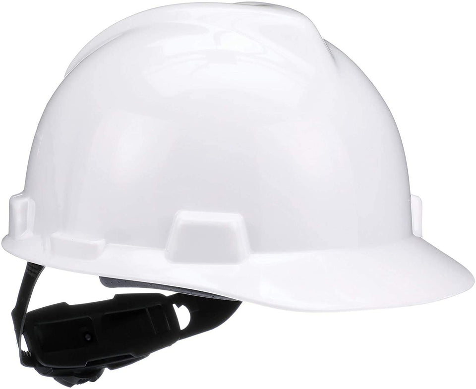 MSA V-Gard cap white front view showing top protection for worksites