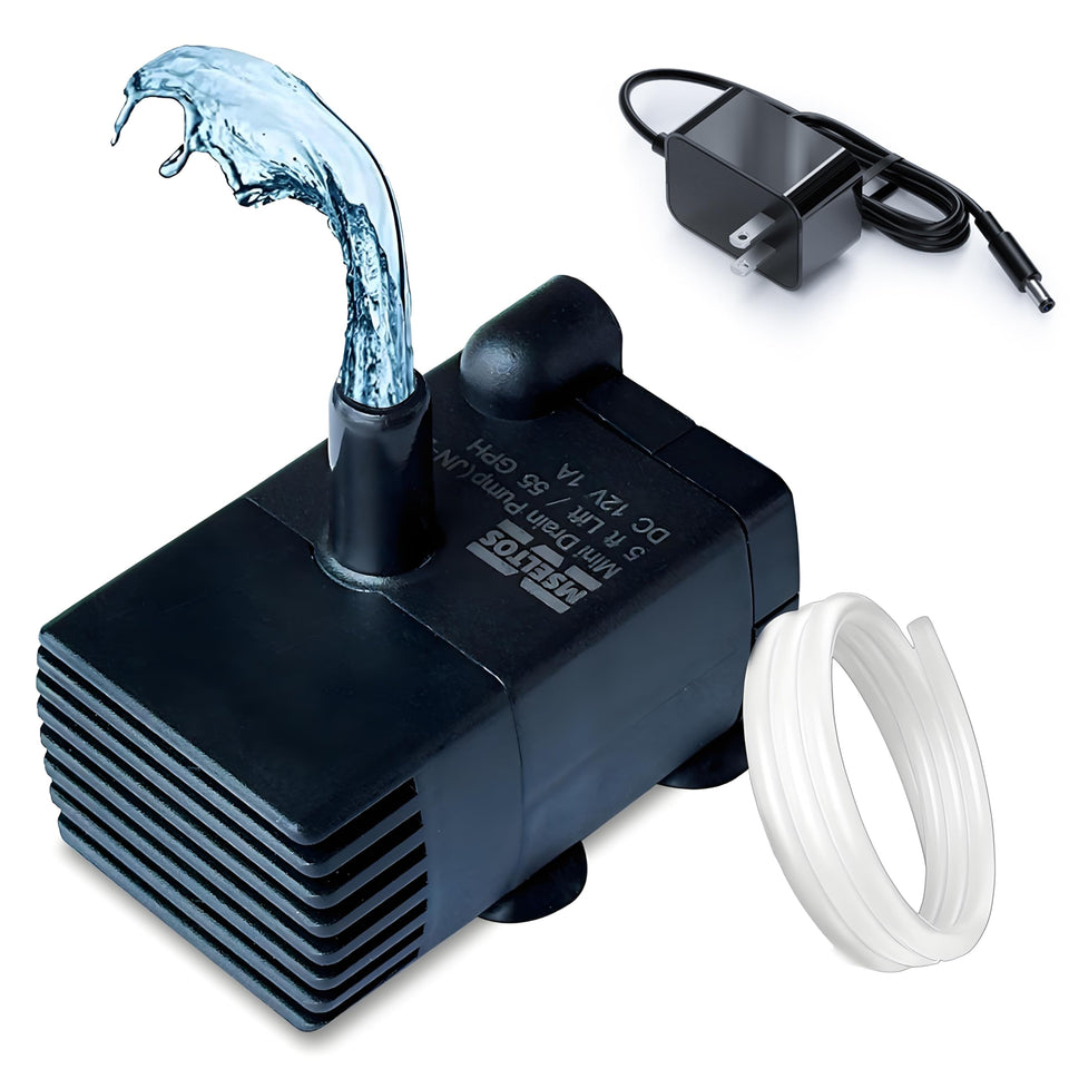 MSELTOS automatic sump pump front view for quiet condensate removal