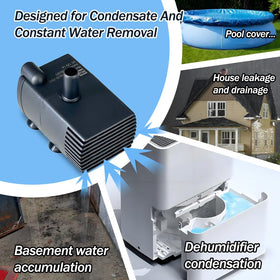 MSELTOS automatic sump pump side view showing compact design