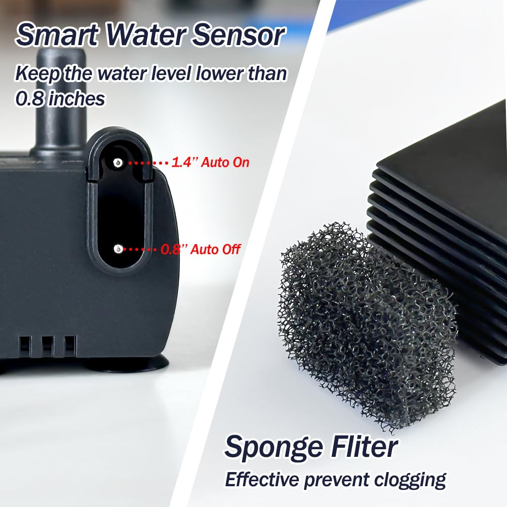 MSELTOS sump pump with 5 ft head and 55 GPH performance