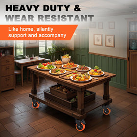 MSH&HCE 4-inch orange caster on a workbench setup demonstrating mobility and control.