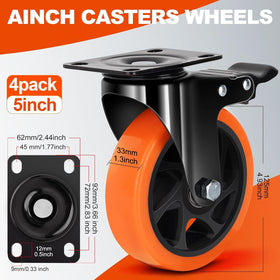 MSH&HCE PU wheel close-up showing smooth operation and floor-friendly performance.