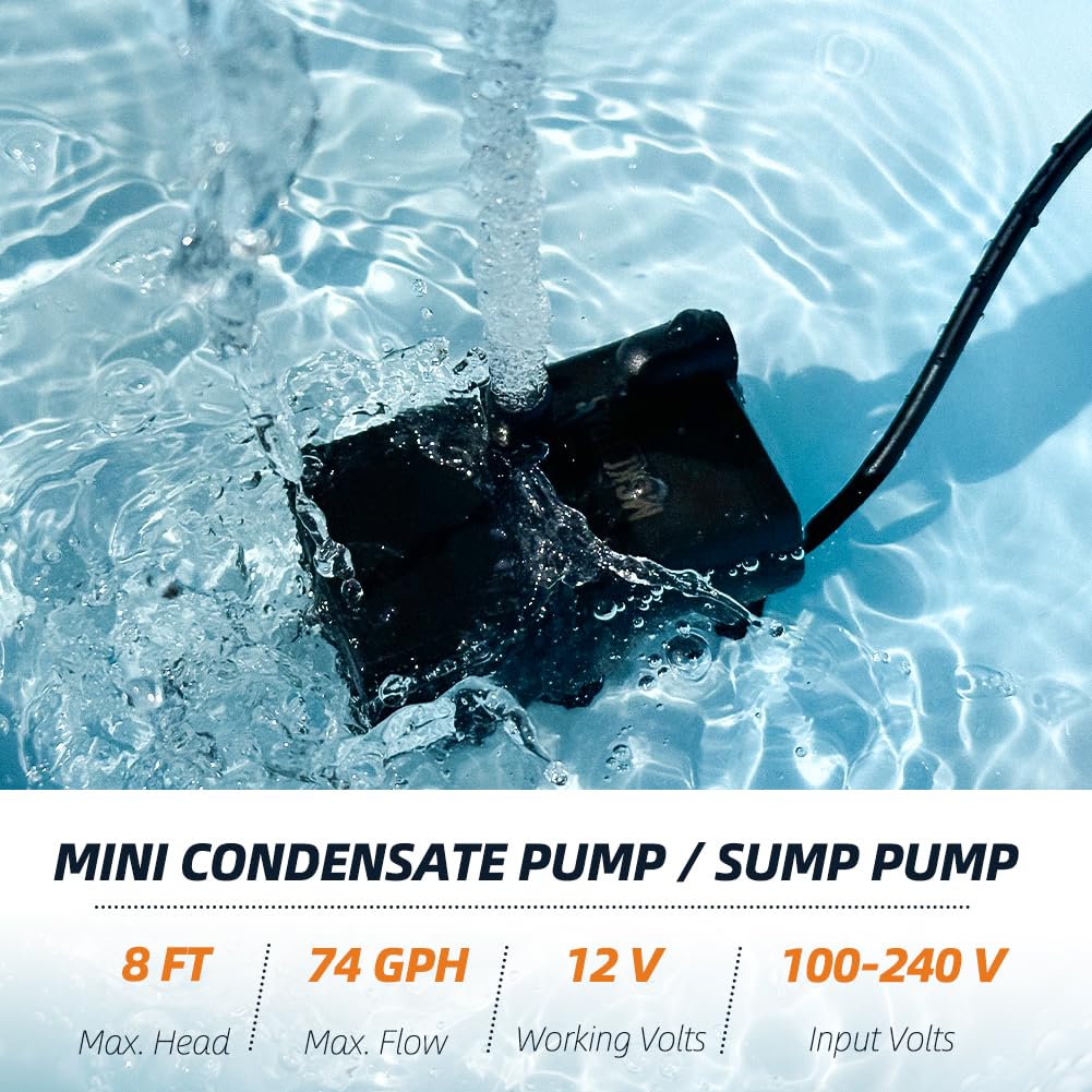 MSKOTOAS 8 ft lift and 74 GPH for fast water removal