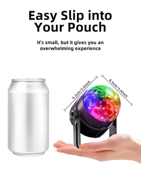 Remote control for Mslitely disco ball enables quick color and speed adjustments.