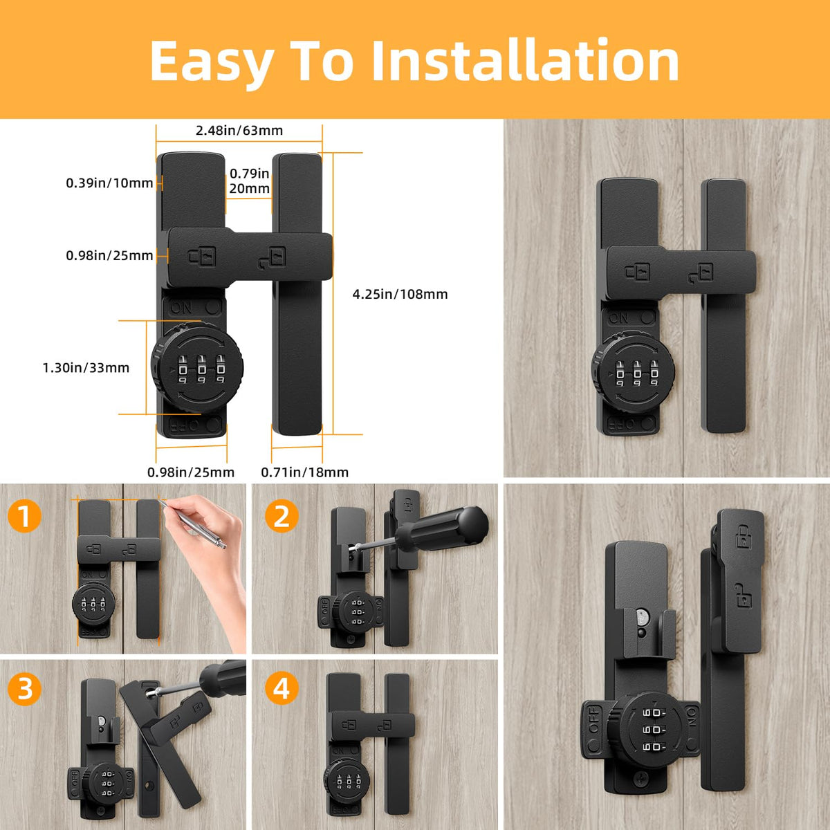 MSR X6 versatile latch for gate, cabinet, and shed doors.