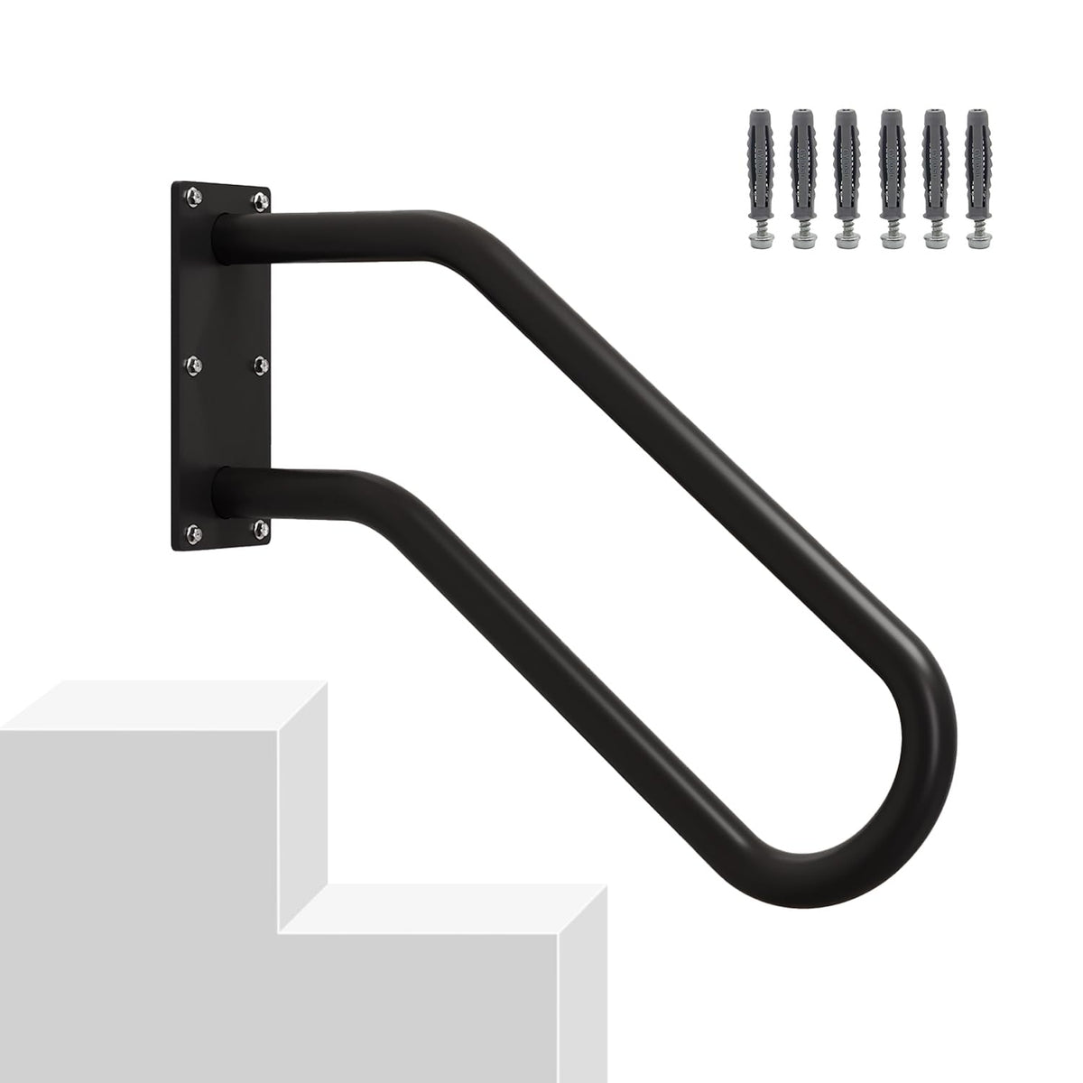 MSUMPTU hand rail on outdoor steps provides sturdy support for safe footing.