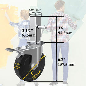 MSWY dual locking brakes secure the caster and swivel