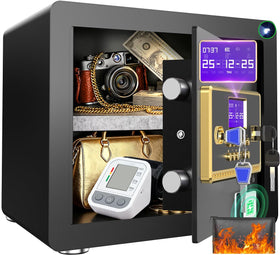 MSYCOST safe box front view showing compact footprint and security design