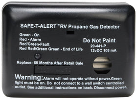 MTI Industries 20441PBL 12V LP gas alarm front view showing compact design and alert capability