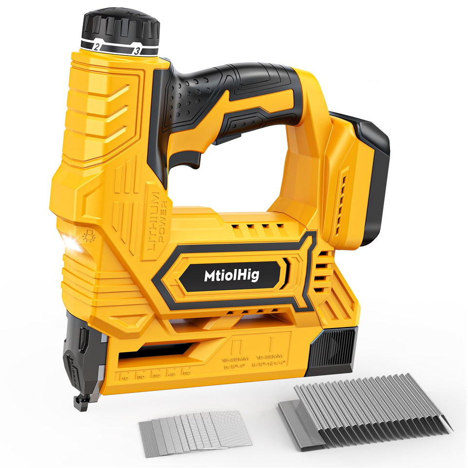 MtiolHig cordless brad nailer with loaded magazine for precise trim