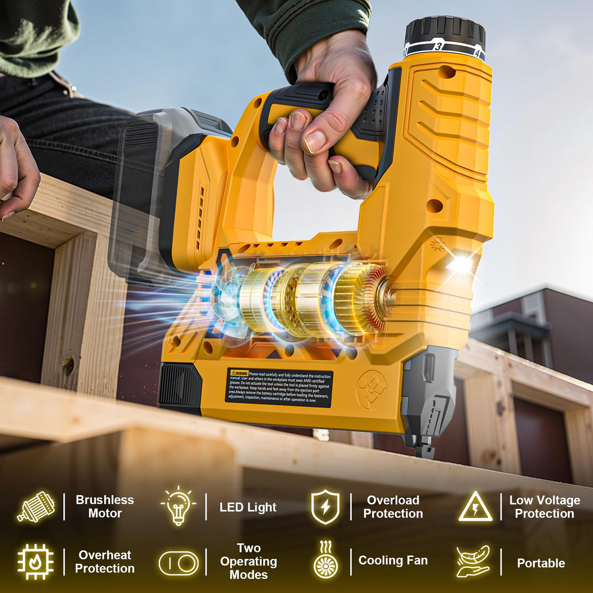 MtiolHig nailer with LED light for dark workspace accuracy
