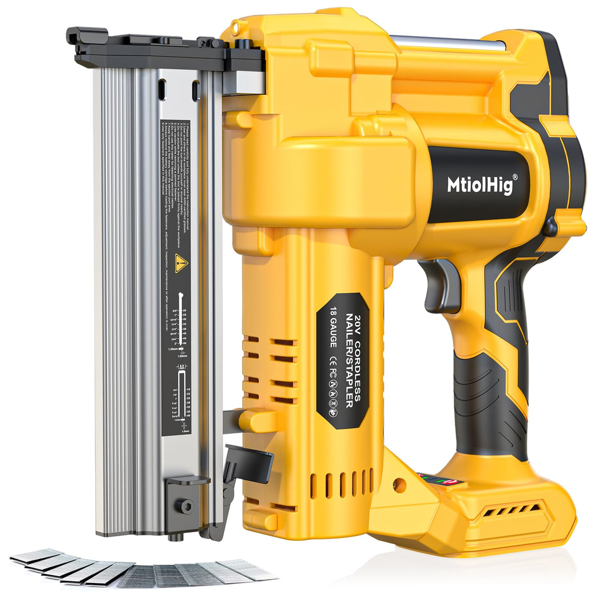MtiolHig cordless 18GA brad nailer in action for precise trim work.