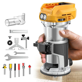 MtiolHig cordless router base image showing stable aluminum base for precise cuts.