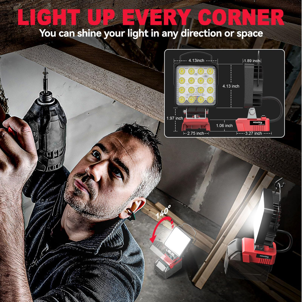 MtiolHig cordless light ideal for garages and outdoors