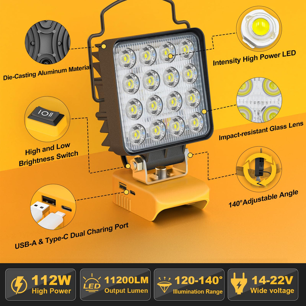 MtiolHig Dewalt 20V compatible light powers tools and avoids cords