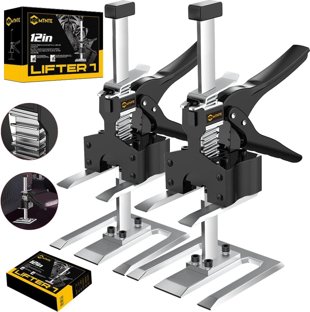 Mtnte Arm Jack Handle 12in shows robust lift for heavy door and cabinet installs.