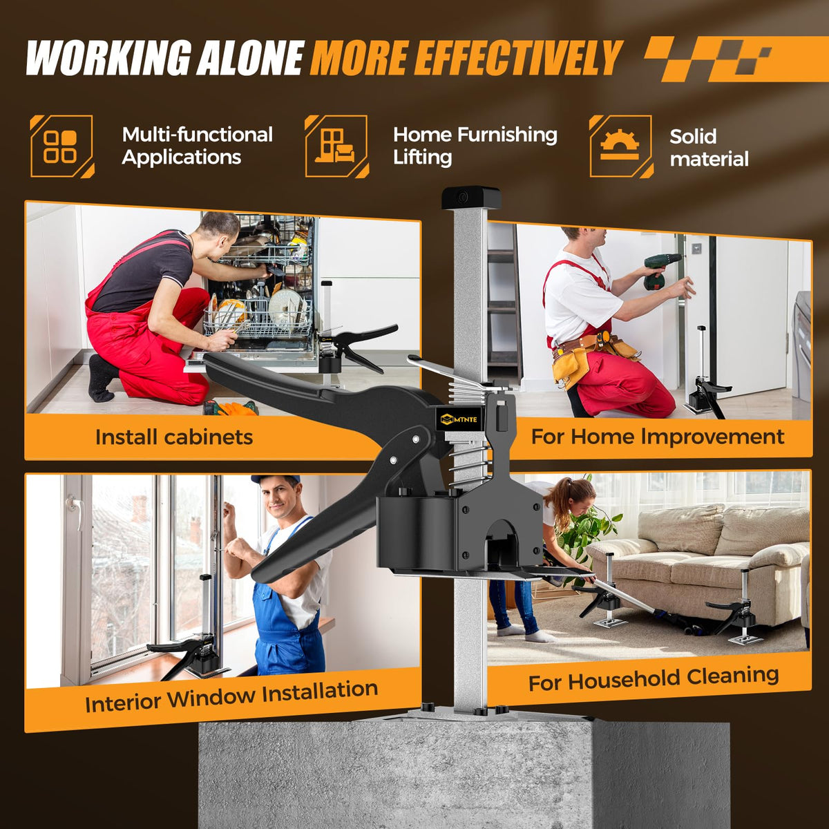 Mtnte easy-adjustment-operation allows smooth raising and lowering during setup.
