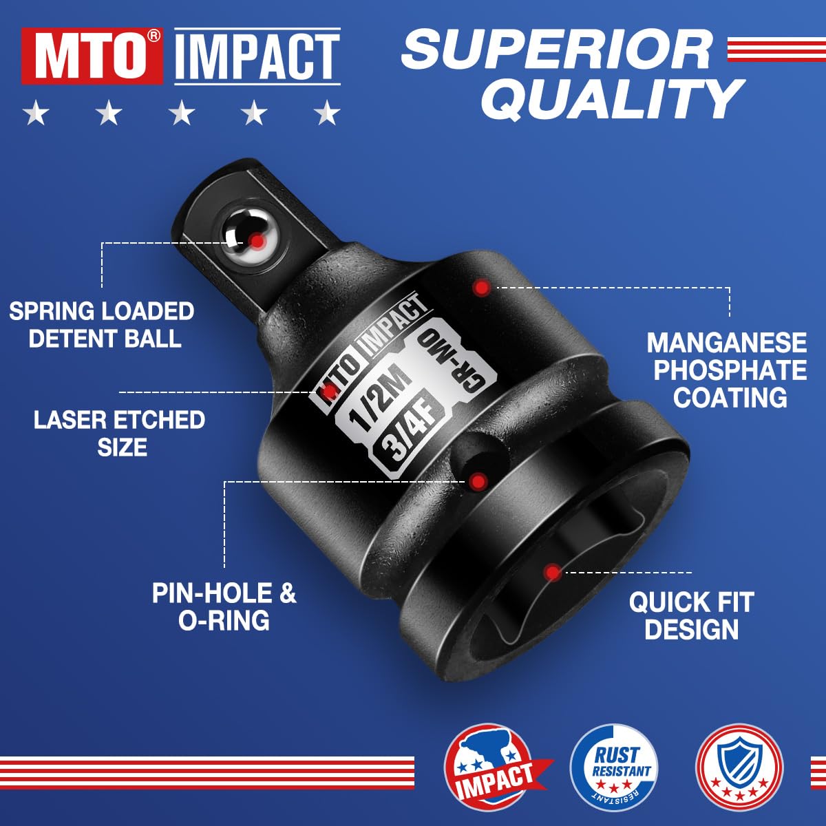 MTO adapters shown side by side for quick size comparison and choice.