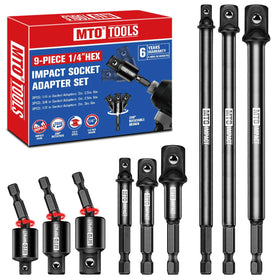 MTO 9PCS impact drill socket adapters with extended reach for hard-to-reach fasteners