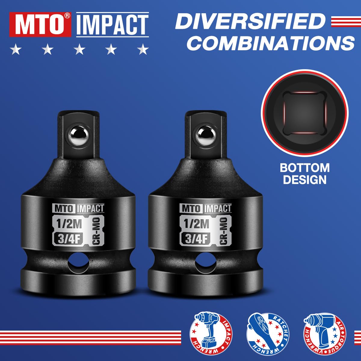 MTO chrome molybdenum steel construction emphasizes durability for demanding use.