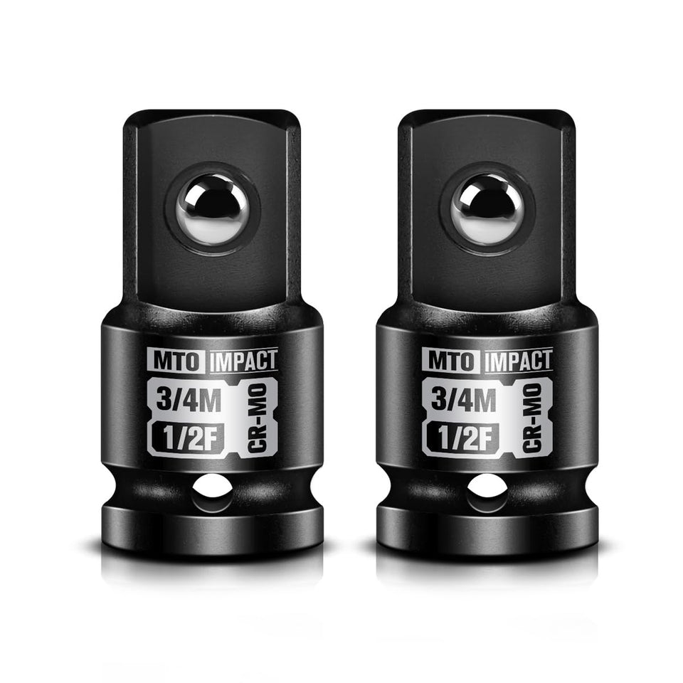 MTO half-inch to three-quarter-inch adapter set for 1/2-inch drive improves tool versatility