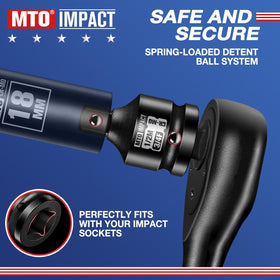 MTO spring-loaded detent ball ensures secure fit during heavy-duty tasks.