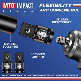 MTO spring-loaded detent-ball design keeps adapters securely seated during use