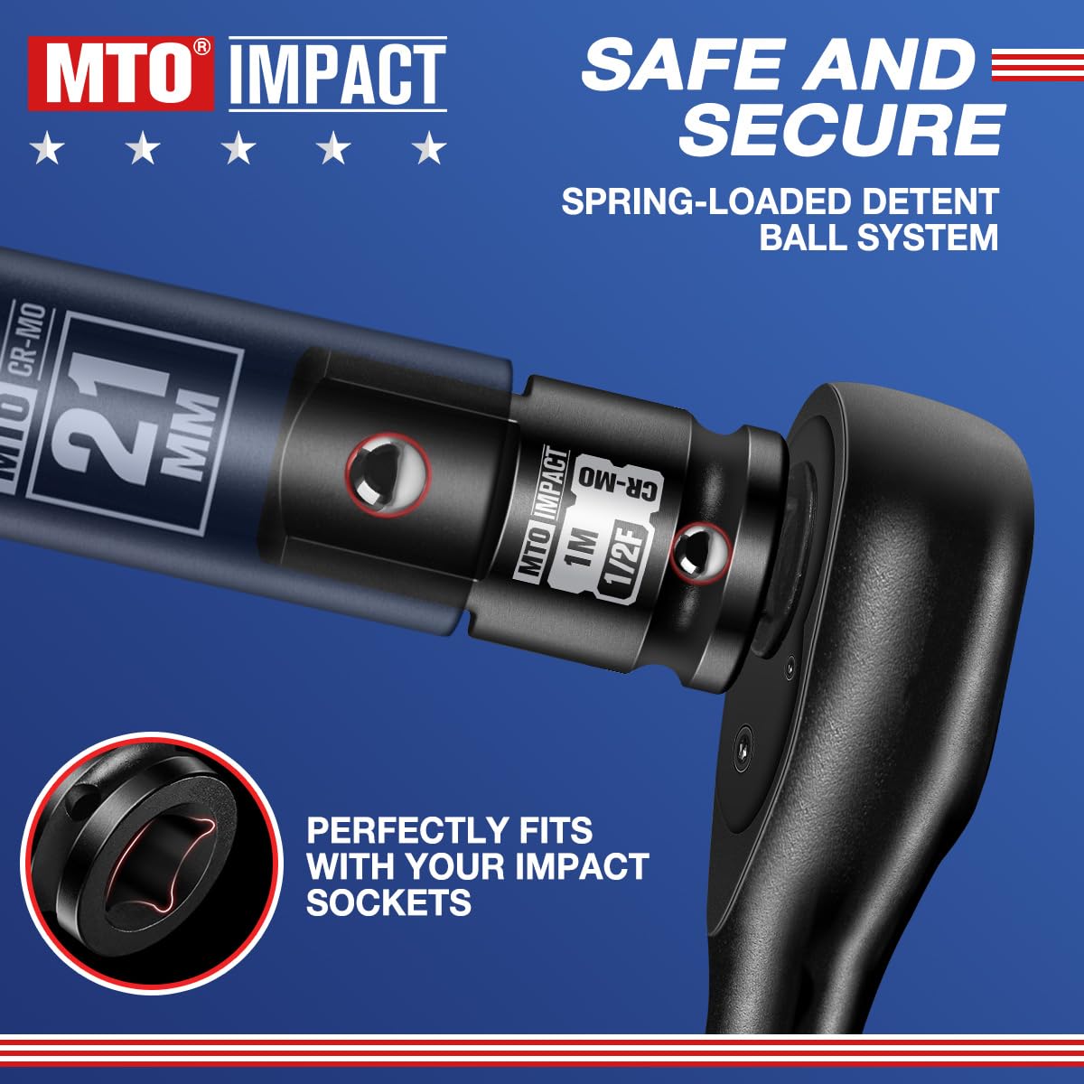 MTO through hole drive end locks onto the drive tang securely