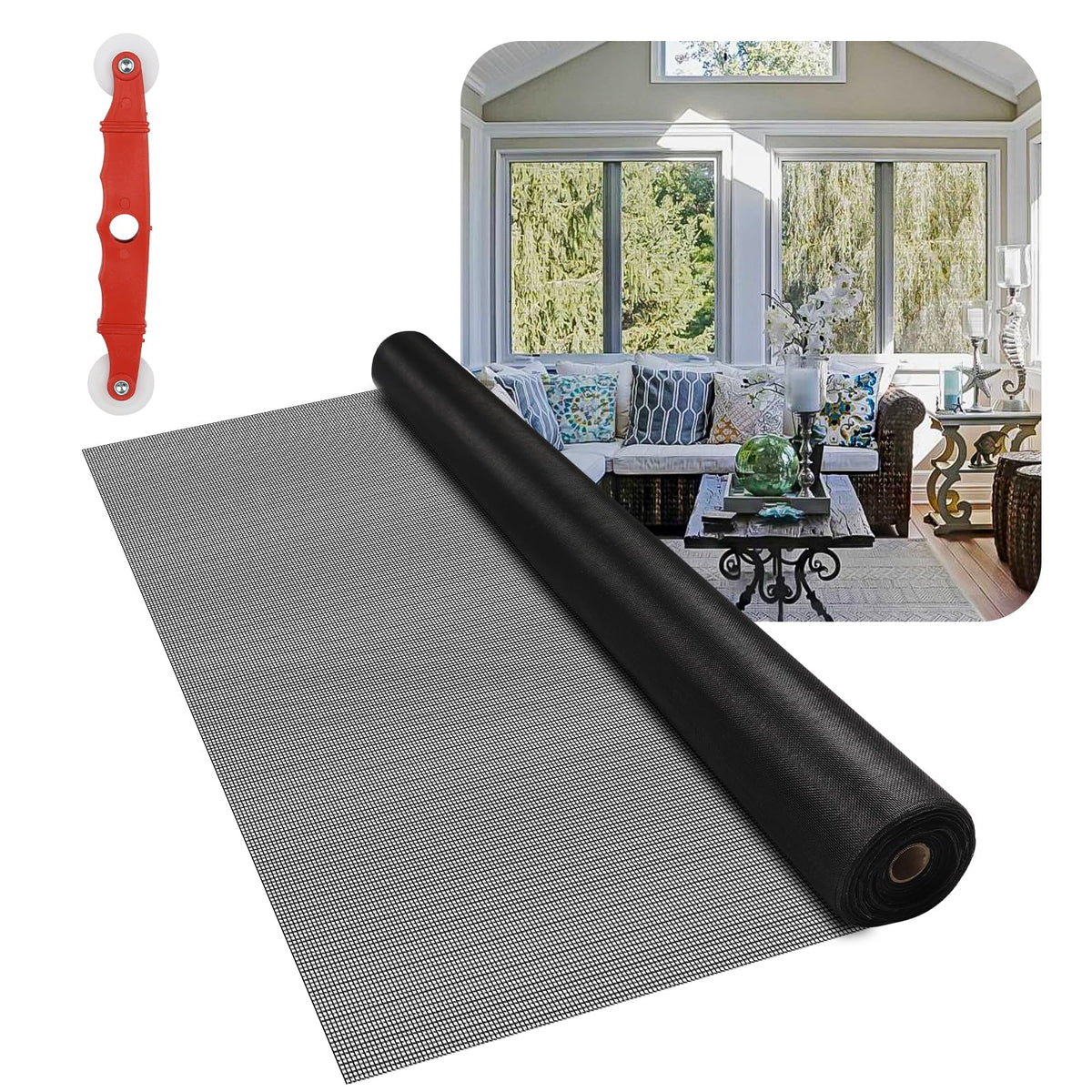MTOUOCK fiberglass window screen roll 36x100 ready for window installation and airflow.