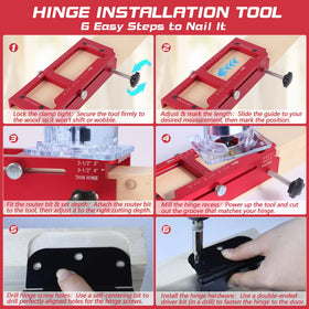 Muaoush hinge jig with depth gauge ensures consistent hinge pockets