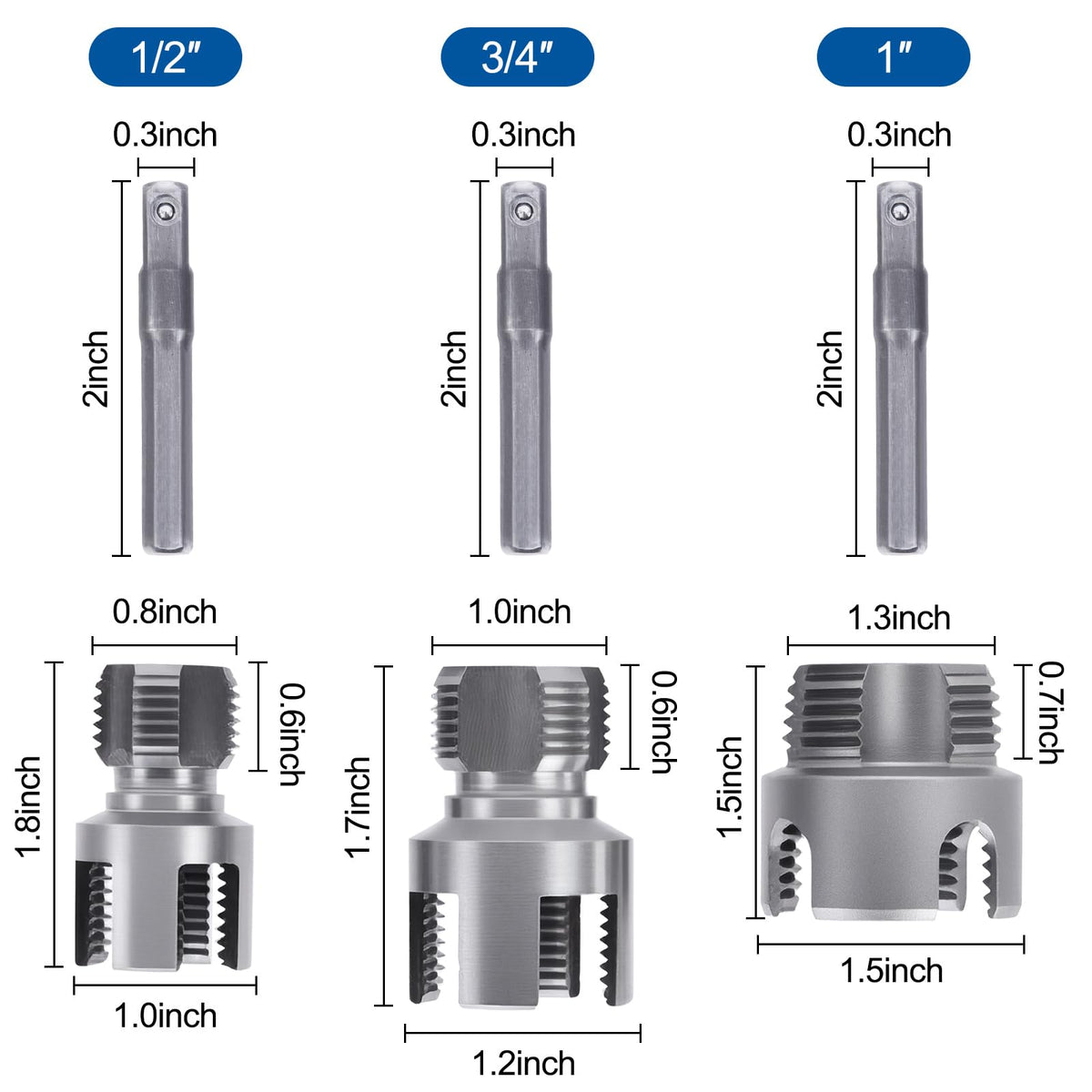 Muaoush internal-external threading tool for versatile plumbing tasks.
