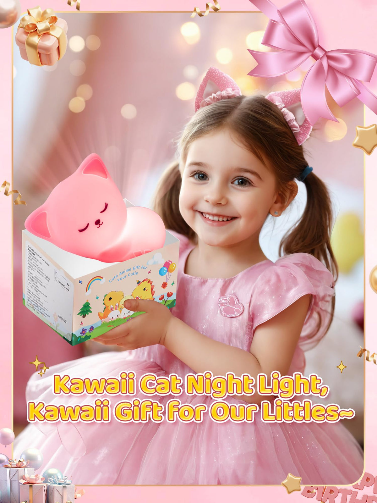 Mubarek cat night light rechargeable battery enables wireless use