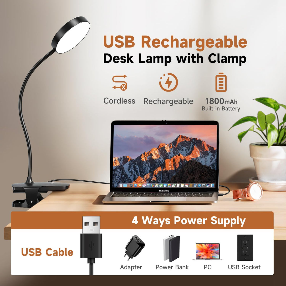 Mubarek Clip On Lamp brightness control for versatile lighting