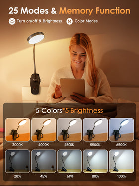 Mubarek Clip On Lamp gooseneck adjustment enables precise reading angles