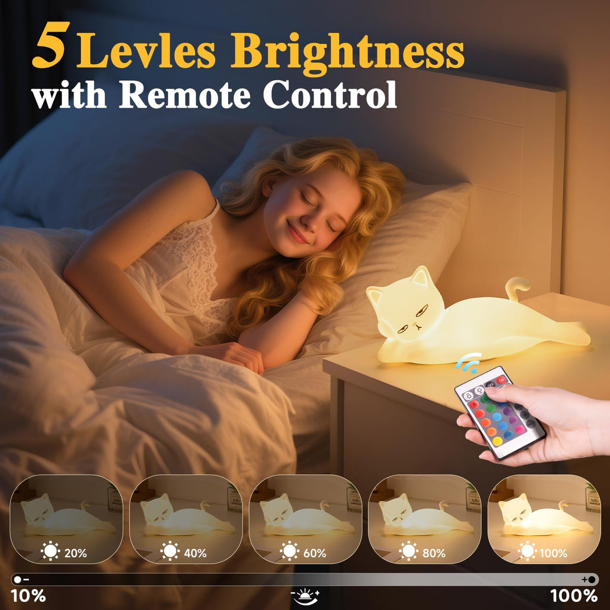 Mubarek rechargeable night light with 1200mAh battery for long use