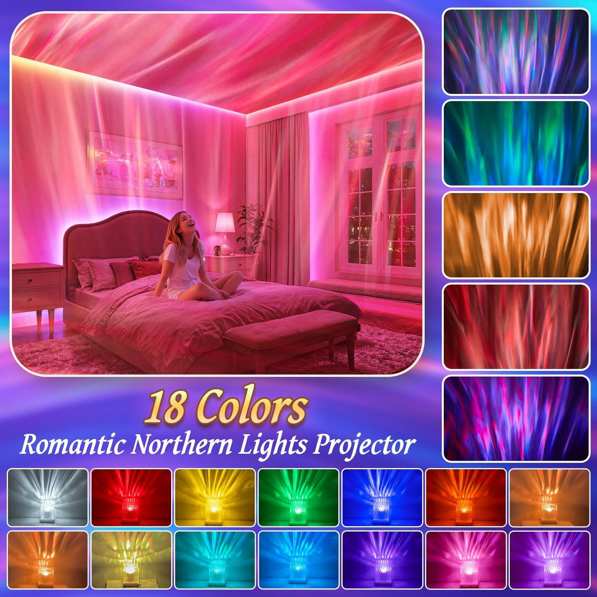 Mubarek RGB color cycle lighting the room with calming mood