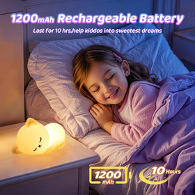 Mubarek Soft Silicone Cat Night Light is safe and cuddly for kids.