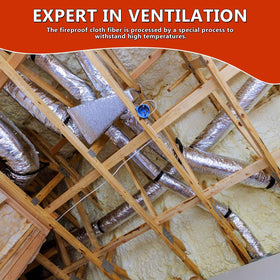 Muctamo 6in x 25ft R4.2 insulated duct during basement installation.