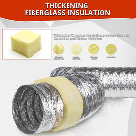 Muctamo 6in x 25ft R4.2 insulated duct close-up highlights thick insulation.
