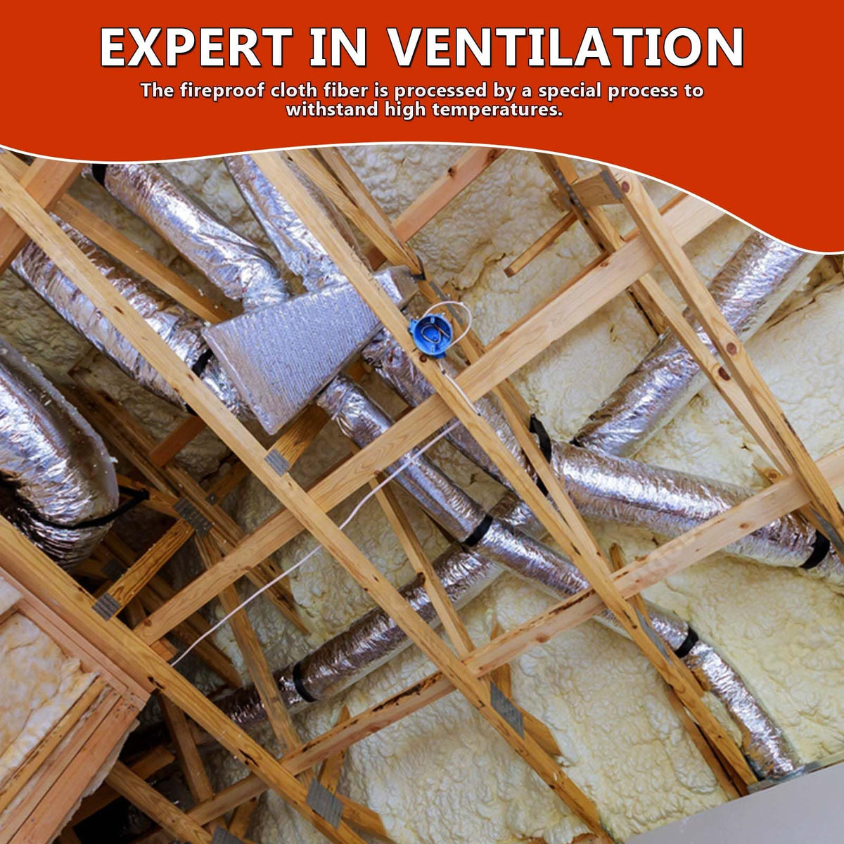 Muctamo flexible installation shows lightweight duct that bends easily.