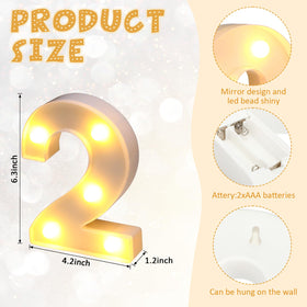 Mudder 2026 lighted number 2 side view, great for wall display