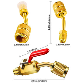 Mudder 45° valve with 1/4in connections for quick tightening