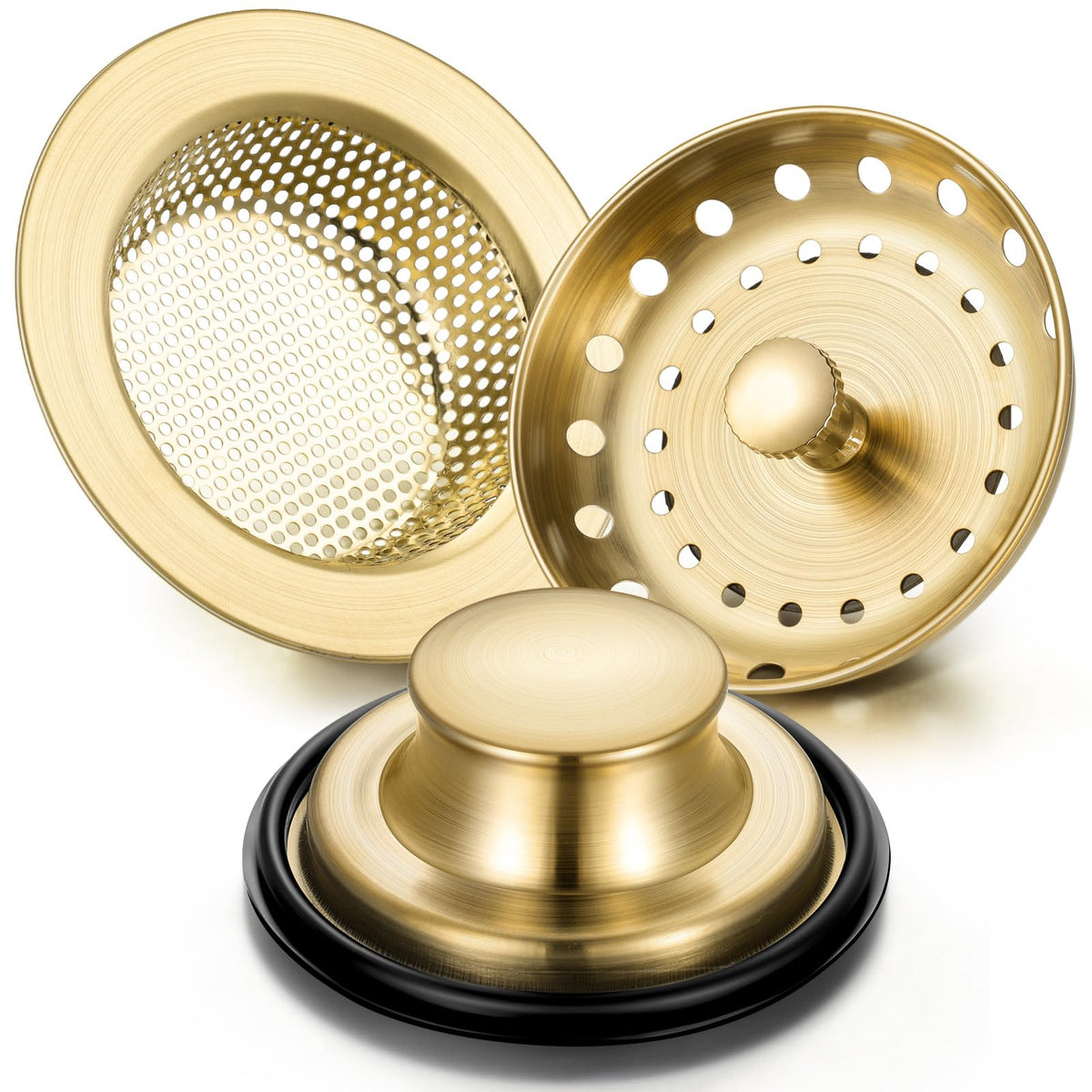 Mudder brushed-gold 3-pcs set on counter showing durable stainless steel finish
