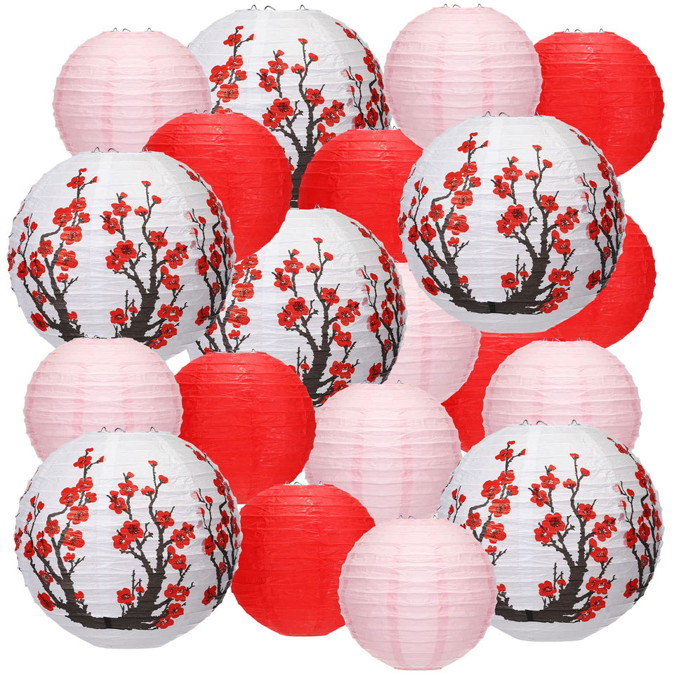 Mudder cherry flower lantern adds soft ambient lighting for celebrations.