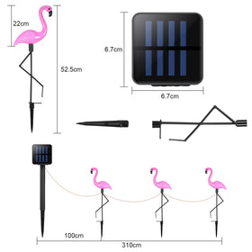 Mudder garden flamingo lights at dusk offer subtle, decorative illumination.